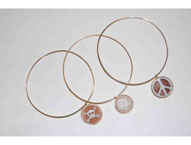 Boris Litwin Jewelers - Three Gold Cameo Bangle/Dangle Bracelets