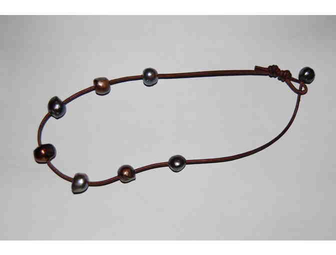 Boris Litwin Jewelers- Tahitian Pearl and Leather Necklace