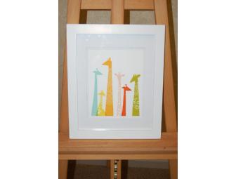 Rainbow Giraffes Gicl??A?e Print in a 8 x 10 White Frame
