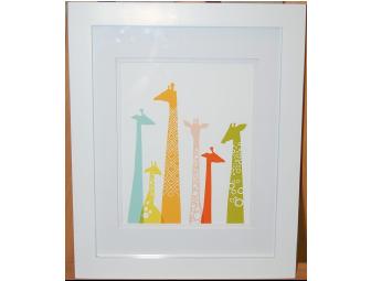 Rainbow Giraffes Gicl??A?e Print in a 8 x 10 White Frame