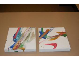 Edie and Jana Elephants 'Duet with Blue' Painting