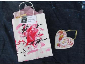 Gift Set: Ceramic Heart by Meerkat Mob, and Gift Bag by 'Lu' Chimpanzee