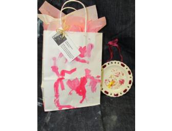 Gift Set: Hanging Ceramic Plate by Meerkat Mob, and Gift Bag by 'Debbie' Chimpanzee