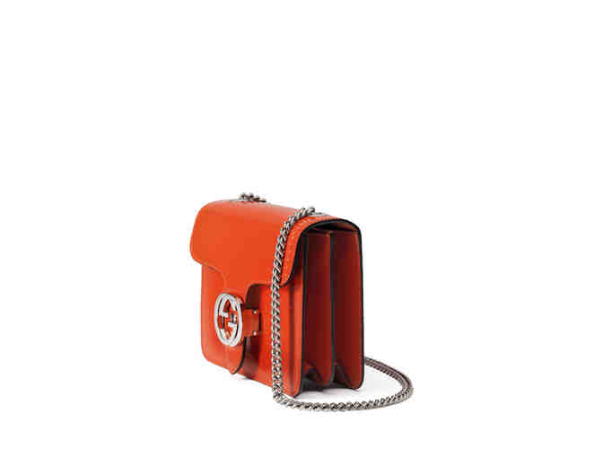 Gucci Interlocking Polished Leather Shoulder Bag, Dark Orange