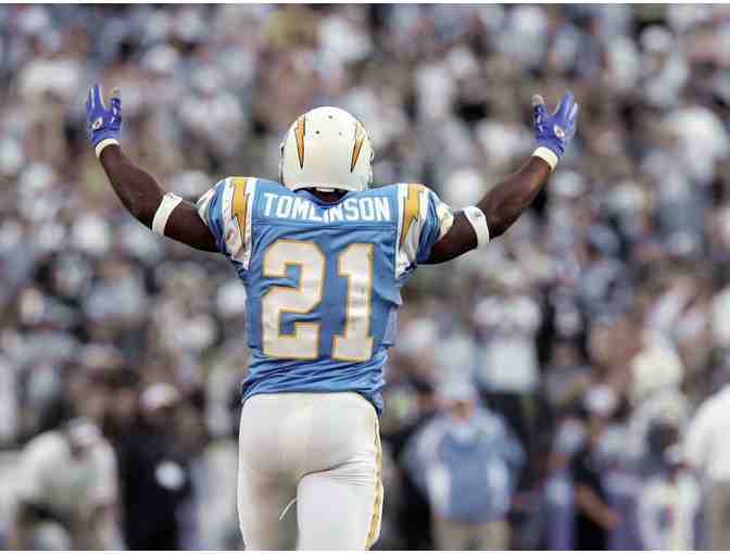 LADAINIAN TOMLINSON AUTOGRAPHED SAN DIEGO CHARGERS 31X31 CUSTOM FRAMED JERSEY