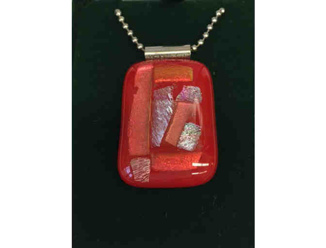 Glass Pendant Necklace with Silver Chain