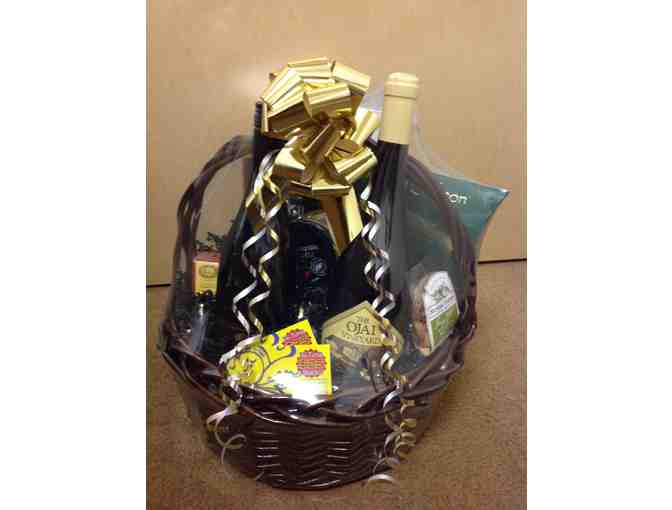 Hi-Time Wine Cellars Basket: Gift Cards, 2 Bottles of Wine & Assorted Culinary Treats