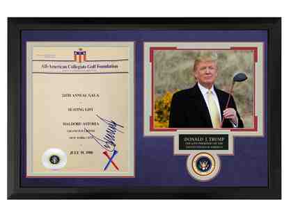 President Donald Trump Autographed Signed Golf Custom Display Program Photo