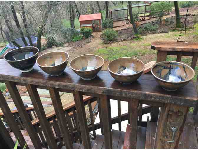 Set of 5 Brown Ceramic Bowls