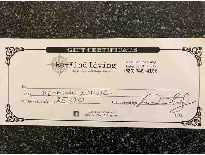 Re-Find Living $25 Gift Certificate