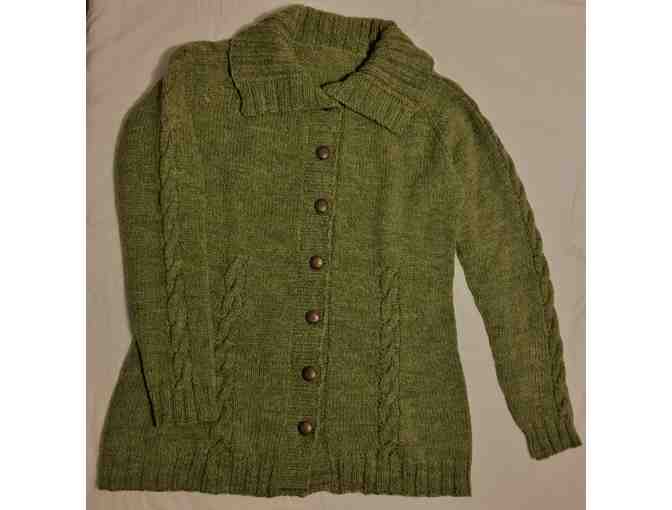 Green Cable Hand-Knit Sweater