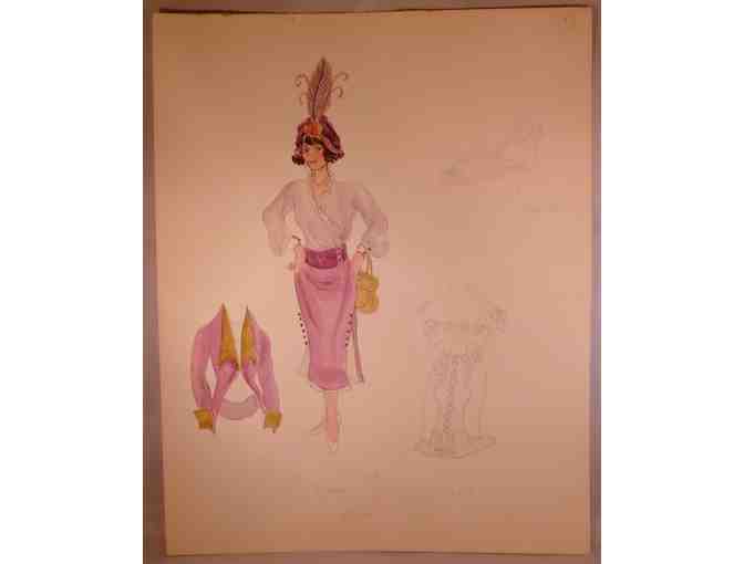 One-of-a-kind Broadway Costume Sketch by Ruth Morley