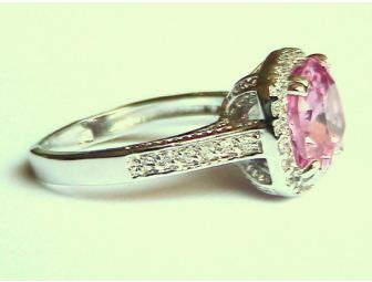 Sterling Silver & Pink Tourmaline style CZ Cocktail Ring