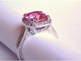 Sterling Silver & Pink Tourmaline style CZ Cocktail Ring
