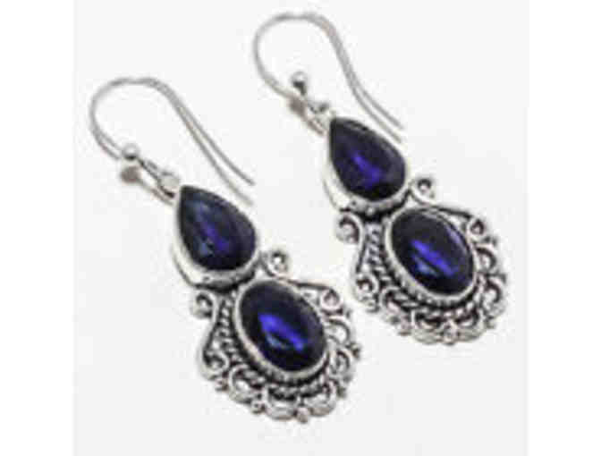 Blue Sapphire Sterling Silver  Earrings 2.15