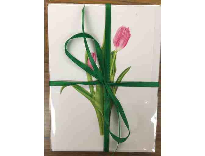 Set of 3 cards of botanical art by Robyn Reilman - Artichoke, Tulips, and Apple Branch