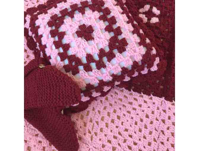 Beautiful homemade Afghan with matching throw pillow and comfy slippers! - Photo 3