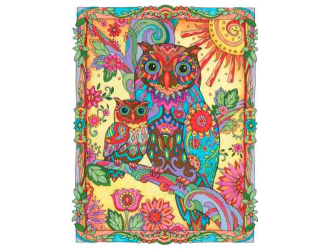 Creative Haven Owls Coloring Book w/ markers & crayons bundle
