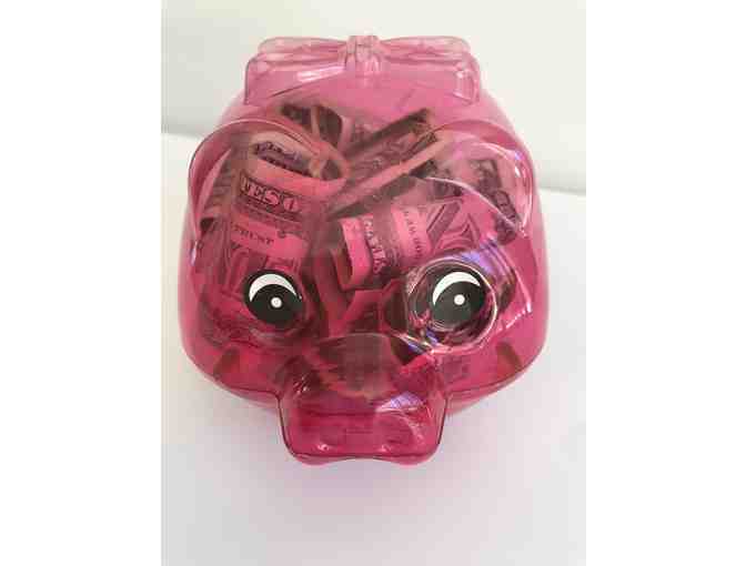 Piggy 'starter' Bank stuffed w/ $$$- Pink