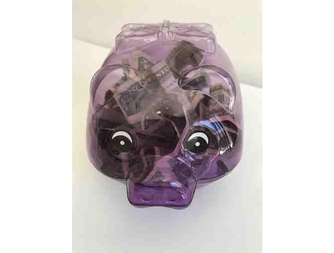 Piggy 'starter' Bank stuffed w/ $$$- Purple