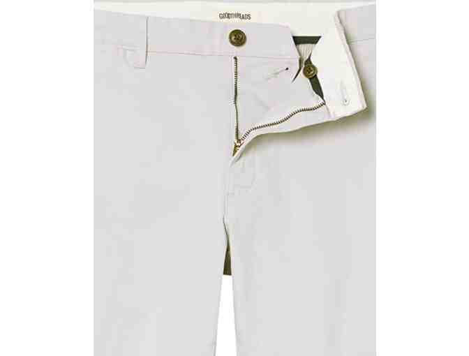 Men's Slim-Fit Washed Stretch Chino Pant- White - Photo 3