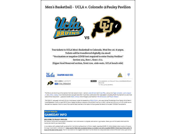 UCLA Mens Basketball game- UCLA vs Colorado - Photo 1