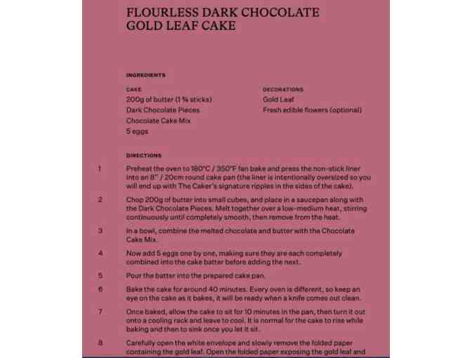 FLOURLESS DARK CHOCOLATE GOLD LEAF CAKE KIT from The Caker