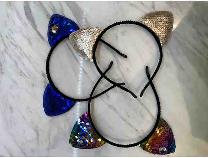 5 Cat Ear sequined headbands- various colors