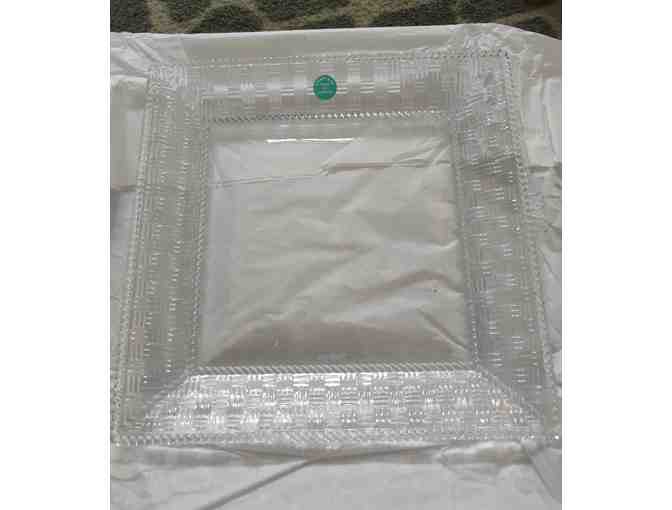 Tiffany crystal tray with basket weave detail