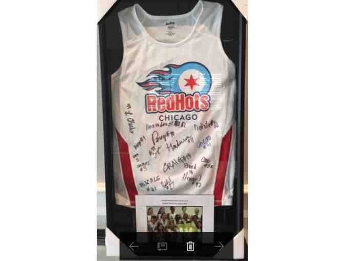 Framed Chicago Red Hots Signed Jersey and 2017 Team Picture (Roller Derby)