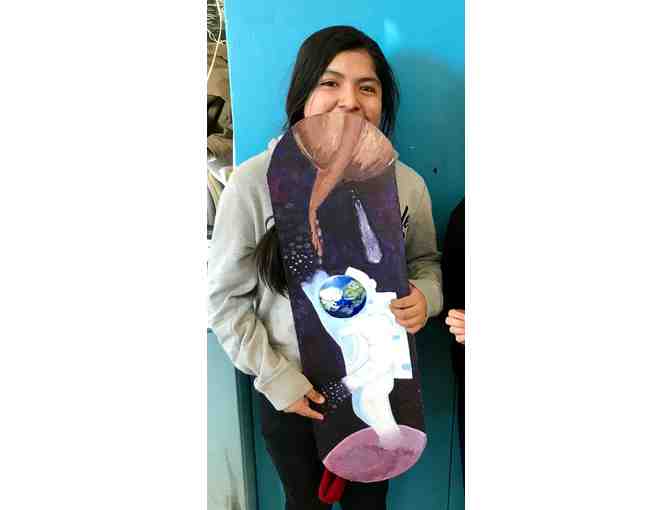 Original Skateboard Artwork by Lane Student, Evelyn Flores