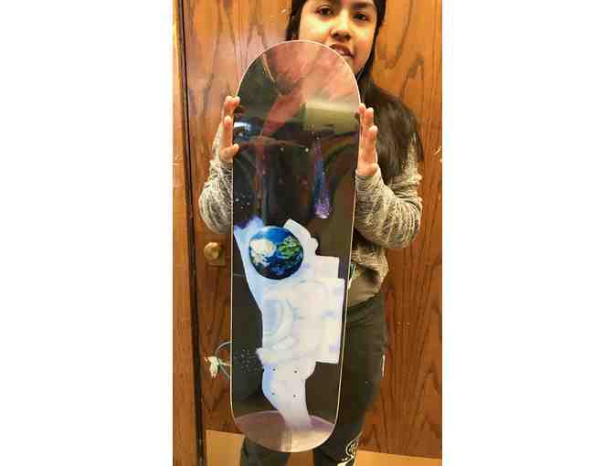 Original Skateboard Artwork by Lane Student, Evelyn Flores