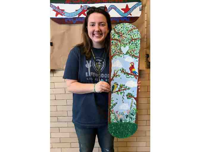 Original Skateboard Artwork by Lane Student, Megan Gallian