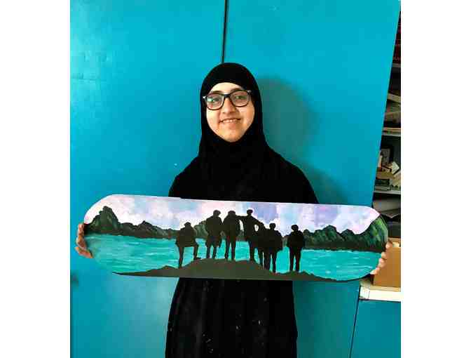 Original Skateboard Artwork by Lane Student, Kareema Godhrawala