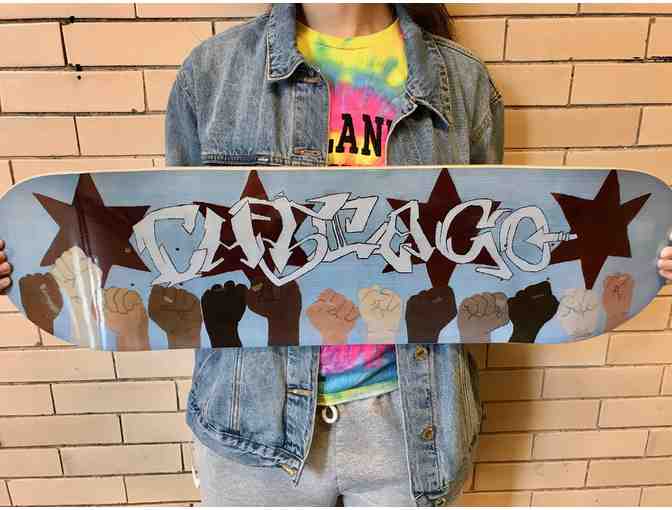 Original Skateboard Artwork by Lane Student, Ximena Gonzalez