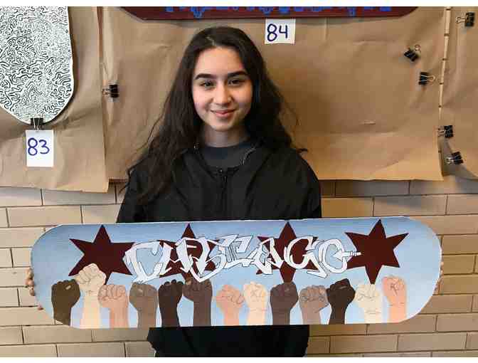 Original Skateboard Artwork by Lane Student, Ximena Gonzalez