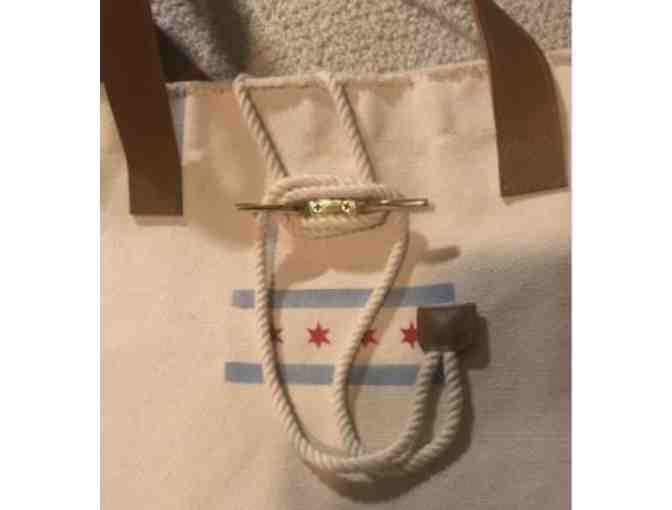Large Chicago Flag Canvas Tote