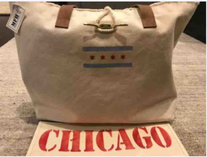 Large Chicago Flag Canvas Tote