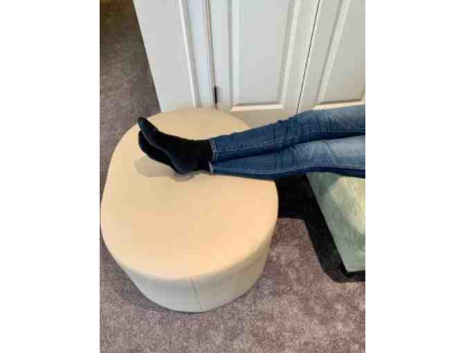 Custom Leather Oval Ottoman