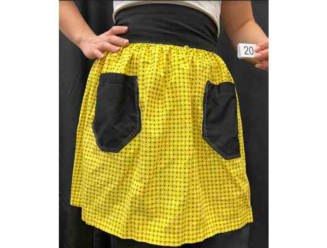 LT Student Textile Project- Apron #20, Black and Yellow Polka Dots