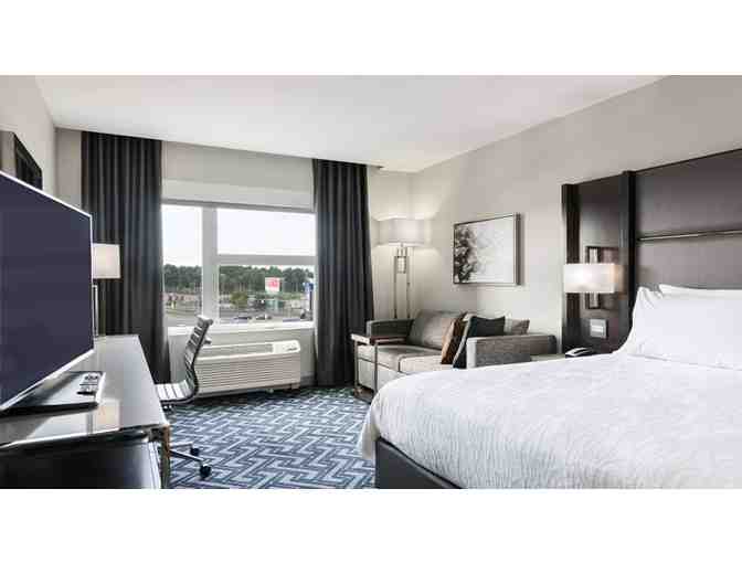 An overnight stay at the Hilton Garden Inn-Patriot Place and $50 to CBS Scene