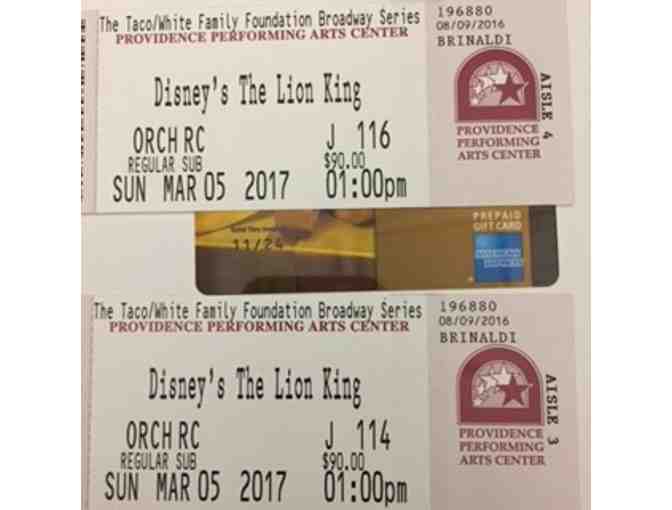 Tickets for the Lion King at PPAC w/ $100 gift card and overnight stay