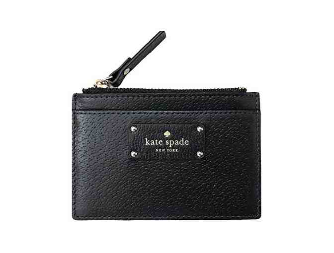 KATE SPADE NEW YORK PEBBLED BLACK LEATHER CARD WALLET / COIN PURSE - Photo 1