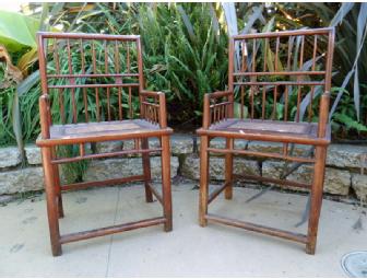 Pair of Antique Rose Style Arm Chairs