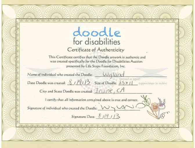 Doodle created by International Marine Life Artist, Wyland