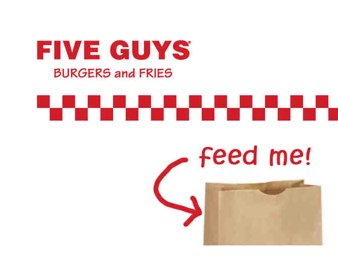 Five Guys Restaurant Gift Cards - Five (5) $5.00 Gift Cards