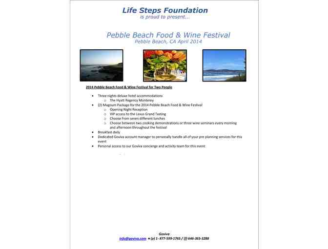 2014 Pebble Beach Food & Wine Festival Package for Two People