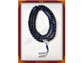 Pink Lotus Thangka and Dharma: Lapis Lazuli Prayer Mala