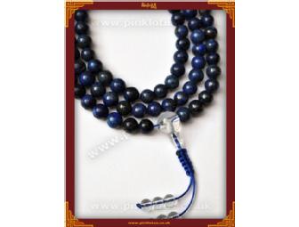 Pink Lotus Thangka and Dharma: Lapis Lazuli Prayer Mala