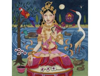Lasha Mutual: Print 'White Tara with Full Moon and Birds'